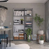 Home Slim 2 Piece Living Room Set with Home Bookcase & Home Xs Bookcase, Matt Gray / White, Space-Saving Storage Solutions for Living Room, Kitchen, and Office