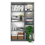 Home Slim 2 Piece Living Room Set with Home Bookcase & Home Xs Bookcase, Matt Gray / White, Space-Saving Storage Solutions for Living Room, Kitchen, and Office