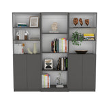 Hialeah 3 Piece Living Room Set with Home Bookcase & 2 Home 2-Door Bookcases, Matt Gray / White, Modern Storage for Living Room, Bedroom, Office