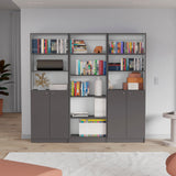 Arbor 3 Piece Living Room Set with Home 4 Shelves Bookcase & 2 Home 2-Door Bookcases, Matt Gray / White, Modern Storage for Living Room, Office, Bedroom