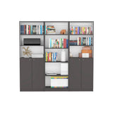 Arbor 3 Piece Living Room Set with Home 4 Shelves Bookcase & 2 Home 2-Door Bookcases, Matt Gray / White, Modern Storage for Living Room, Office, Bedroom