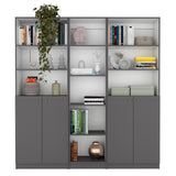 Acres 3 Piece Living Room Set with Home Xs Bookcase & 2 Home 2-Door Bookcases, Matt Gray / White, Modern Storage for Living Room, Office, Bedroom, and Small Spaces