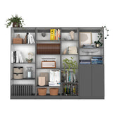 Dixie 4 Piece Living Room Set with Home Bookcase, Home Xs Bookcase, Home 4 Shelves Bookcase & Home 2-Door Bookcase, Matt Gray / White, Modern Storage for Living Room, Office, Bedroom