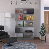 Kenyon 2 Piece Living Room Set with Home 4 Shelves Bookcase & Home Xs Bookcase, Matt Gray / White, Modern Storage for Living Room, Bedroom, Office, and More