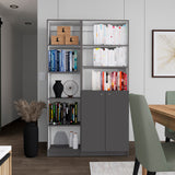 Micco 2 Piece Living Room Set with Home Xs Bookcase & Home 2-Door Bookcase, Matt Gray / White, Compact and Functional Storage for Living Room, Office, and Bedroom