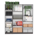 Ocala 3 Piece Living Room Set with Home Bookcase, Home 4 Shelves Bookcase & Home Xs Bookcase, Matt Gray / White, Modern Storage Solutions for Living Room, Office, and Bedroom