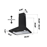 CIARRA 30 Inch Wall Mount Range Hood Black Stove Hood with 3-speed Extraction CAB75206P-OW