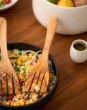 Natural Olive Wood Serving Spatula Forks - Pair