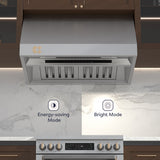 CIARRA Professional Series 304 Stainless Steel 30 inch 950 CFM Under Cabinet Range Hood with 4-Speed Levels and Smart Control | CAS30928A-OW