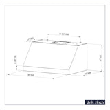 CIARRA Professional 304 Stainless Steel 36 inch Under Cabinet Range Hood Insert with 4-Speed Levels and Smart Control | CAS36928A-OW