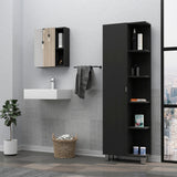 TUHOME Barton 2-Piece Bathroom Set with Tall Storage Cabinet and Wall-Mounted Cabinet, Modern Bathroom Storage Solution, 62.2"H x 20.1"W x 8.5"D, Black