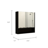 TUHOME Barre 2-Piece Bathroom Set with Tall Storage Cabinet and Wall-Mounted Cabinet, Modern Bathroom Storage Solution, 62.2"H x 20.1"W x 8.5"D, Black