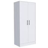 TUHOME Cresco 3-Piece Bedroom Set with Tall Wardrobe Cabinet, Two Nightstands and Multi-Shelf Storage, Modern Space-Saving Furniture for Clothes and Bedroom Organization, 71.1"H x 31.5"W x 19.6"D, White