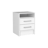 TUHOME Cresco 3-Piece Bedroom Set with Tall Wardrobe Cabinet, Two Nightstands and Multi-Shelf Storage, Modern Space-Saving Furniture for Clothes and Bedroom Organization, 71.1"H x 31.5"W x 19.6"D, White