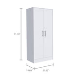 TUHOME Cresco 3-Piece Bedroom Set with Tall Wardrobe Cabinet, Two Nightstands and Multi-Shelf Storage, Modern Space-Saving Furniture for Clothes and Bedroom Organization, 71.1"H x 31.5"W x 19.6"D, White