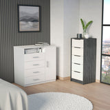 TUHOME Winter 2-Piece Bedroom Set with Double Drawer Storage Cabinet and Matching Nightstand, Modern Space-Saving Furniture for Clothes, Accessories and Bedroom Organization, 35.1"H x 35.8"W x 19.6"D, White/Smokey Oak
