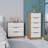 TUHOME Aniston 2-Piece Bedroom Set with Nightstand and Storage Cabinet, Compact Furniture for Bedroom Organization, 27"H x 27.5"W x 16"D, White/Pine