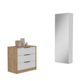 TUHOME Madison 2-Piece Bedroom Set with Nightstand and Storage Cabinet, Compact and Modern Furniture for Bedroom Organization, 54.3"H x 18.5"W x 8.1"D, White/Pine