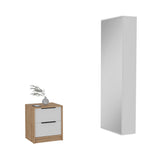 TUHOME Carmy 2-Piece Bedroom Set with Nightstand and Storage Cabinet, Modern Compact Furniture for Bedroom Organization, 54.3"H x 18.5"W x 8.1"D, White/Pine