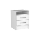 TUHOME Linden 2-Piece Bedroom Set with Nightstand and Storage Cabinet, Modern Space-Saving Furniture for Bedroom Organization, 27"H x 27.5"W x 16"D, White/Smokey Oak