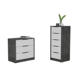 TUHOME Aniston 2-Piece Bedroom Set with Nightstand and Storage Cabinet, Compact and Modern Furniture for Bedroom Organization, 27"H x 27.5"W x 16"D, White/Smokey Oak
