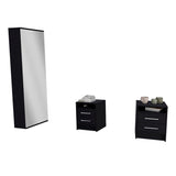 TUHOME Cecil 3-Piece Bedroom Set with Two Nightstands and Vertical Storage Cabinet, Modern Compact Furniture for Clothes, Accessories and Bedroom Organization, 42.4"H x 17.7"W x 16.2"D, Black