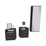 TUHOME Napoles 3-Piece Bedroom Set with Wall-Mounted Nightstands and Slim Storage Cabinet, Modern Space-Saving Furniture for Bedrooms and Apartments, 54.3"H x 18.5"W x 8.1"D, Black