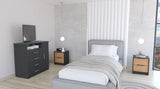 TUHOME Racine 3-Piece Bedroom Set with Double Nightstands and Double Drawer Storage Cabinet, Modern Space-Saving Furniture for Bedrooms and Apartments, 35.1"H x 35.8"W x 19.6"D, Black/Pine