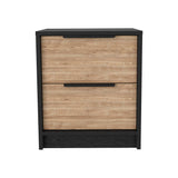 TUHOME Racine 3-Piece Bedroom Set with Double Nightstands and Double Drawer Storage Cabinet, Modern Space-Saving Furniture for Bedrooms and Apartments, 35.1"H x 35.8"W x 19.6"D, Black/Pine