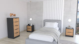 TUHOME Kaia 3-Piece Bedroom Set with Two Nightstands and Storage Cabinet, Modern Space-Saving Furniture for Clothes, Accessories and Bedroom Organization, 42.4"H x 17.7"W x 16.2"D, Black/Pine