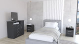 TUHOME Preter 3-Piece Bedroom Set with Storage Cabinet and Two Matching Nightstands, Modern Space-Saving Furniture for Bedroom Organization, 35.1"H x 35.8"W x 19.6"D, Black