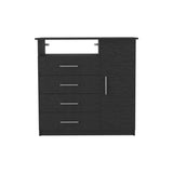 TUHOME Preter 3-Piece Bedroom Set with Storage Cabinet and Two Matching Nightstands, Modern Space-Saving Furniture for Bedroom Organization, 35.1"H x 35.8"W x 19.6"D, Black