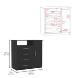 TUHOME Preter 3-Piece Bedroom Set with Storage Cabinet and Two Matching Nightstands, Modern Space-Saving Furniture for Bedroom Organization, 35.1"H x 35.8"W x 19.6"D, Black
