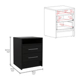 TUHOME Preter 3-Piece Bedroom Set with Storage Cabinet and Two Matching Nightstands, Modern Space-Saving Furniture for Bedroom Organization, 35.1"H x 35.8"W x 19.6"D, Black