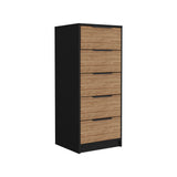 TUHOME Selma 3-Piece Bedroom Set with Two Nightstands and Vertical Storage Cabinet, Modern Space-Saving Furniture for Bedroom Organization, 42.4"H x 17.7"W x 16.2"D, Black/Pine