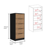 TUHOME Selma 3-Piece Bedroom Set with Two Nightstands and Vertical Storage Cabinet, Modern Space-Saving Furniture for Bedroom Organization, 42.4"H x 17.7"W x 16.2"D, Black/Pine