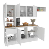 Dal Kitchen Cabinet Set, Multi-Storage Modular System with Upper Wall Cabinets, Base Cabinets, Open Shelves & Wide Countertop, Engineered Wood