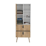 TUHOME Huna Tall Dresser with Single Door Storage Compartment, Two Smooth-Glide Drawers, Side Open Shelves and Raised Wooden Legs, Space-Saving Vertical Bedroom Organizer for Clothes, Accessories and Daily Essentials