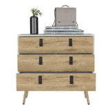 TUHOME Huna Dresser with Three Spacious Drawers, Modern Metal Handles, Raised Wooden Legs, Wide Top Surface for Decor and Everyday Essentials, Contemporary Storage Unit for Bedrooms, Closets and Organized Living Spaces