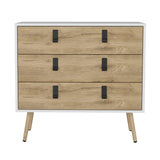 TUHOME Huna Dresser with Three Spacious Drawers, Modern Metal Handles, Raised Wooden Legs, Wide Top Surface for Decor and Everyday Essentials, Contemporary Storage Unit for Bedrooms, Closets and Organized Living Spaces