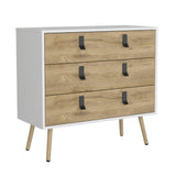 TUHOME Huna Dresser with Three Spacious Drawers, Modern Metal Handles, Raised Wooden Legs, Wide Top Surface for Decor and Everyday Essentials, Contemporary Storage Unit for Bedrooms, Closets and Organized Living Spaces
