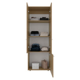 Home 3-Door Closet System with Five Interior Shelves and Hanging Rod, Freestanding Bedroom Storage Organizer, Clothes and Shoes Organizer for Utility or Laundry Rooms, Modern Wardrobe Furniture