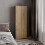 Home 3-Door Closet System with Five Interior Shelves and Hanging Rod, Freestanding Bedroom Storage Organizer, Clothes and Shoes Organizer for Utility or Laundry Rooms, Modern Wardrobe Furniture