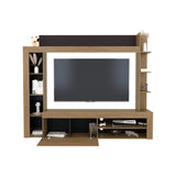 TUHOME Cecil Entertainment Center and TV Stand with Open Media Shelves, One-Door Storage Compartment and Spacious Top Surface, Modern Organization Unit for Living Rooms, Functional Display and Device Storage for Contemporary Homes