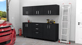TUHOME Akron 6-Piece Garage Set with Three Storage Cabinets and Three Utility Shelf Units, Heavy-Duty Tool and Equipment Organization for Garages and Workshops, 35.4"H x 27.5"W x 15.9"D, Black