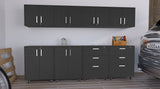 TUHOME Burton 8-Piece Garage Set with Four Storage Cabinets and Four Utility Shelf Units, Heavy-Duty Tool and Equipment Organization System for Garages and Workshops, 35.4"H x 27.5"W x 15.9"D, Black