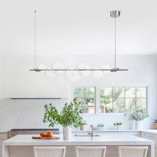 Aluminum and Glass Chandelier // Satin Nickel