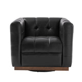 Arnold Genuine Leather Swivel Club Chair BLACK