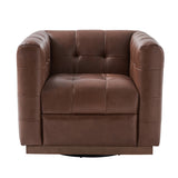 Arnold Genuine Leather Swivel Club Chair BROWN