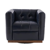 Arnold Genuine Leather Swivel Club Chair NAVY
